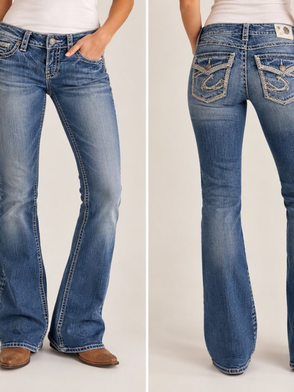 Silver Jeans Co. Suki Flap Pocket Bootcut Jeans Women's W28 L35